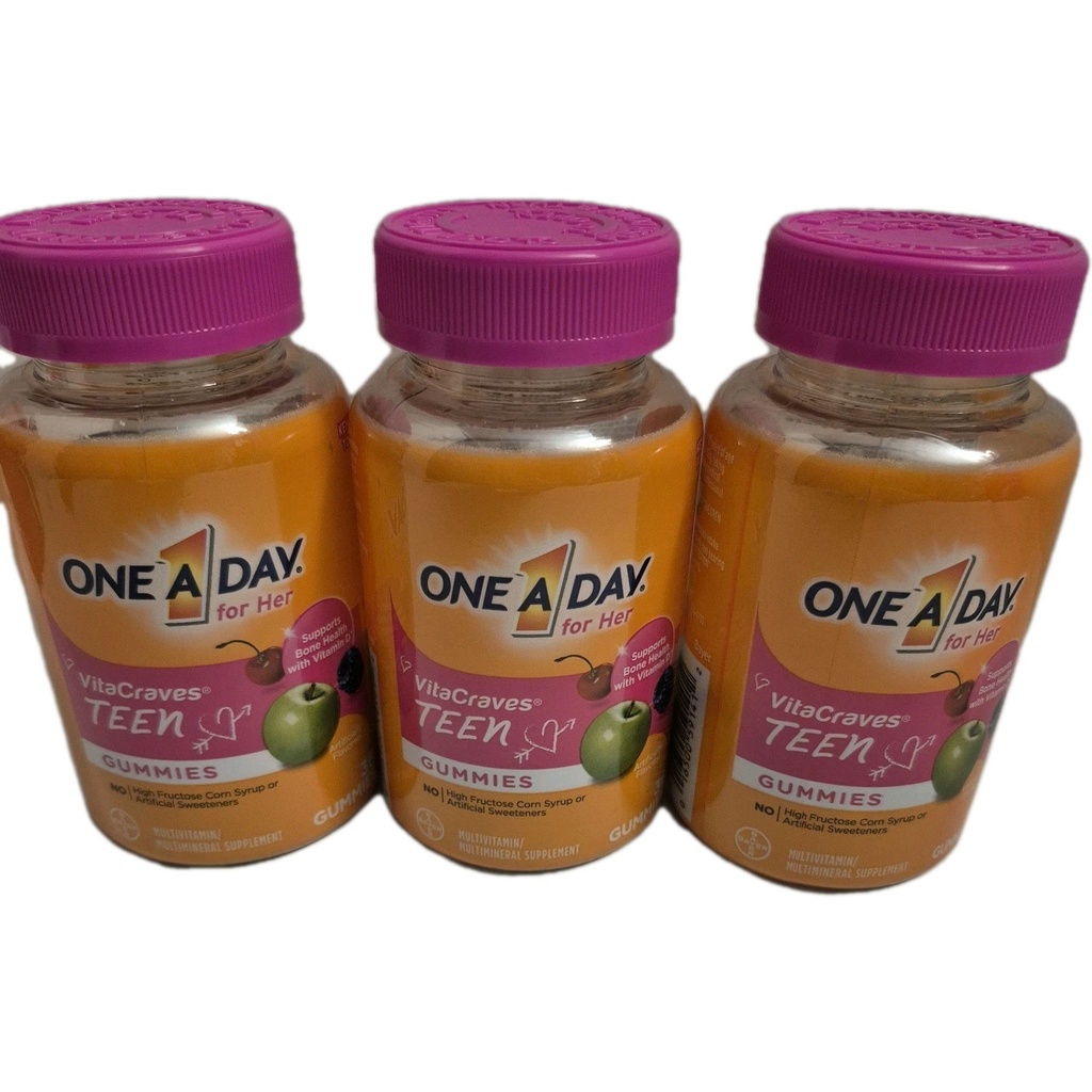 One-a-Day For Her VitaCraves Teen 3 Bottles Of 36 Gummies Multivitamin