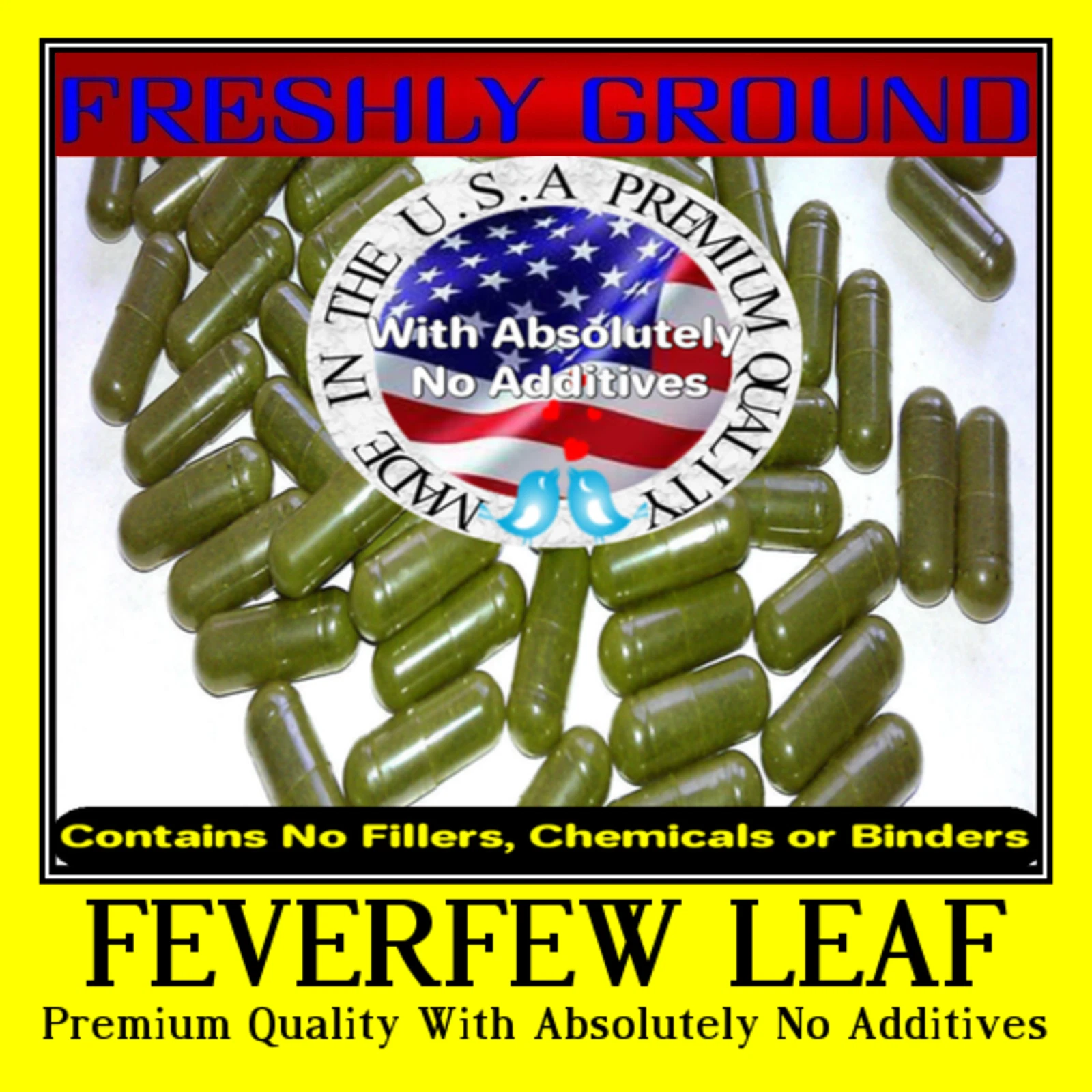 FEVERFEW LEAF With Absolutely No Additives Extra High Potency 100 Veg Capsules
