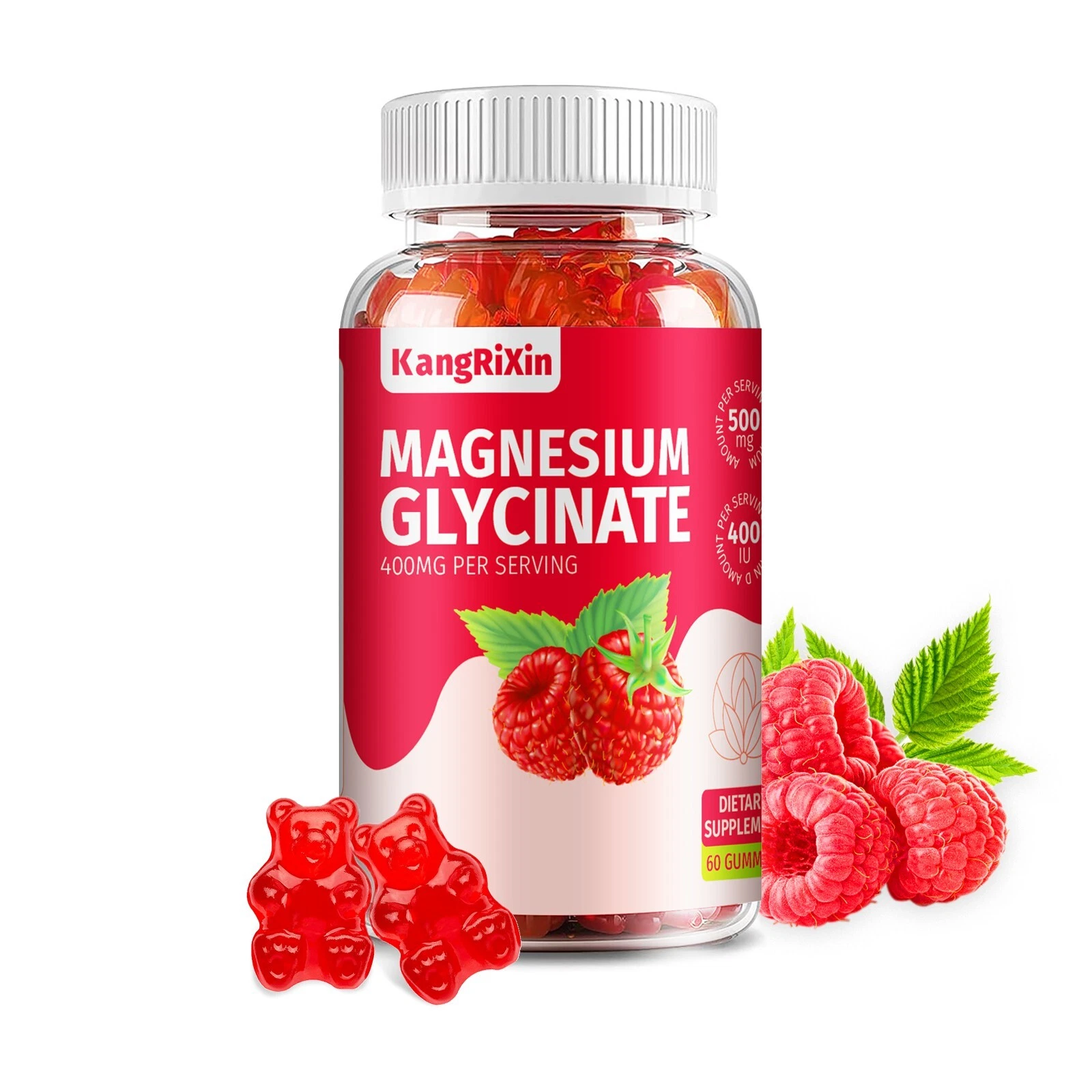 Magnesium Glycinate Gummies Sugar Free Magnesium Supplements 60 Raspberry Flavor