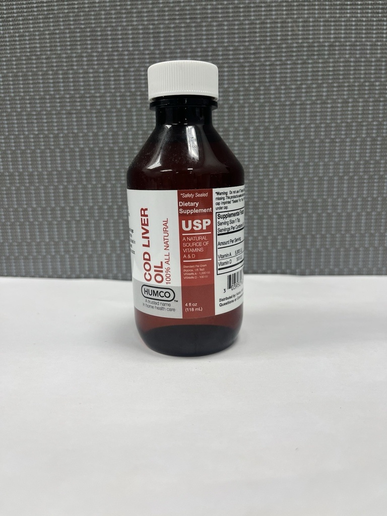 Humco 100% All Natural Cod Liver Oil USP, 4 Fl Oz