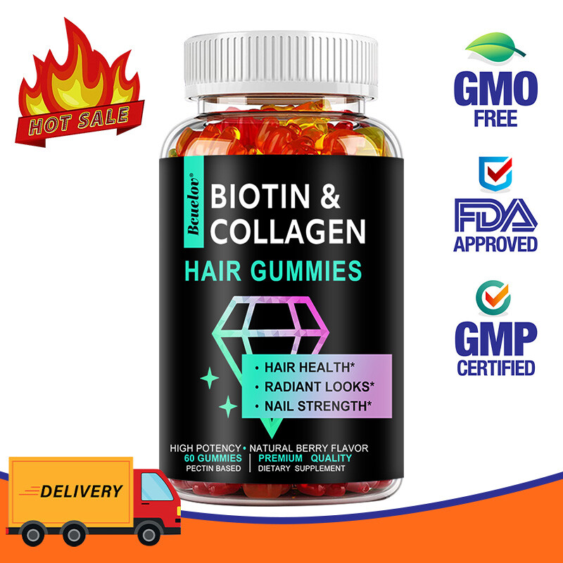 Biotin & Collagen Gummies - Skin,Hair & Nails Health,Strong Bone,Joint & Teeth