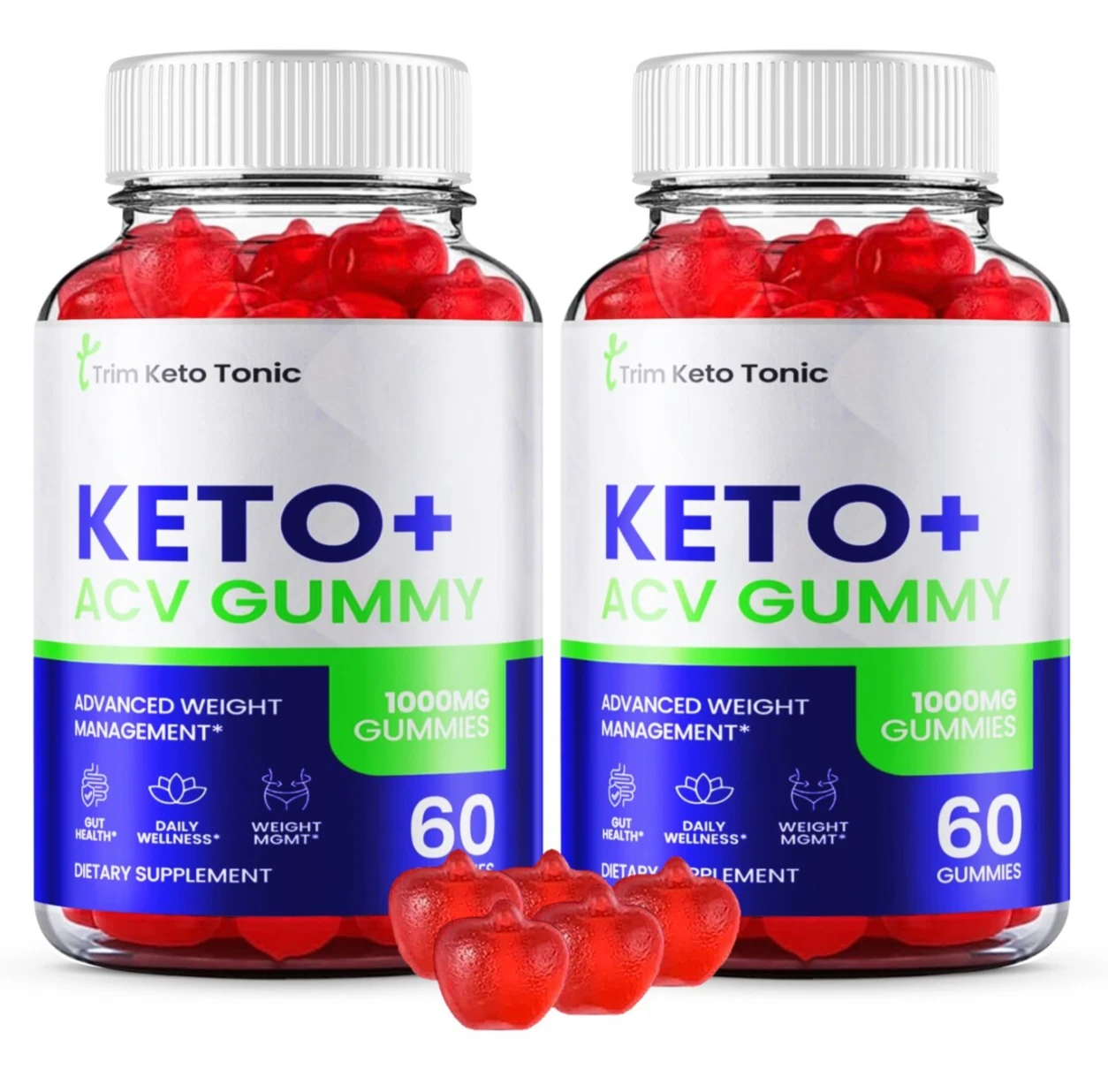 Trim Keto Tonic ACV Gummies Weight Management Supplement - (120 Gummies) 2-Pack