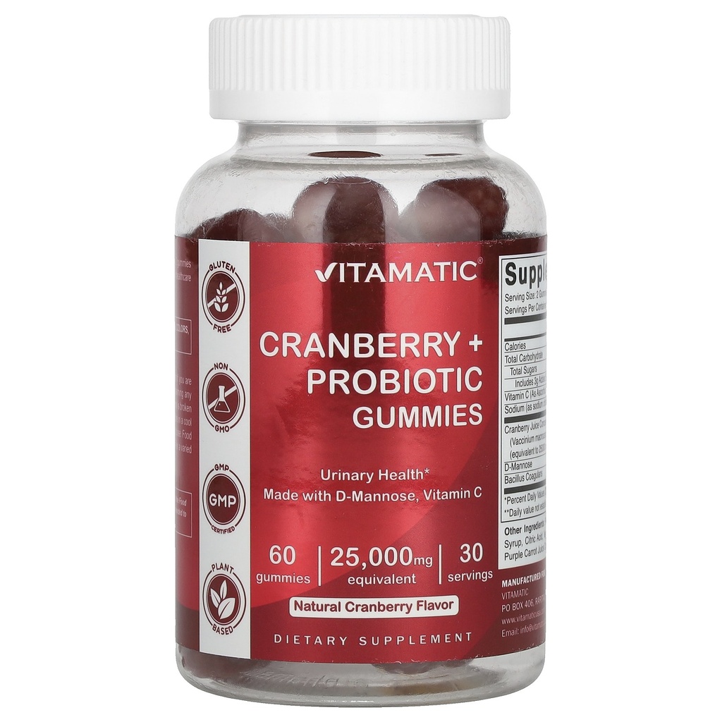 Cranberry + Probiotic Gummies, Natural Cranberry, 60 Gummies