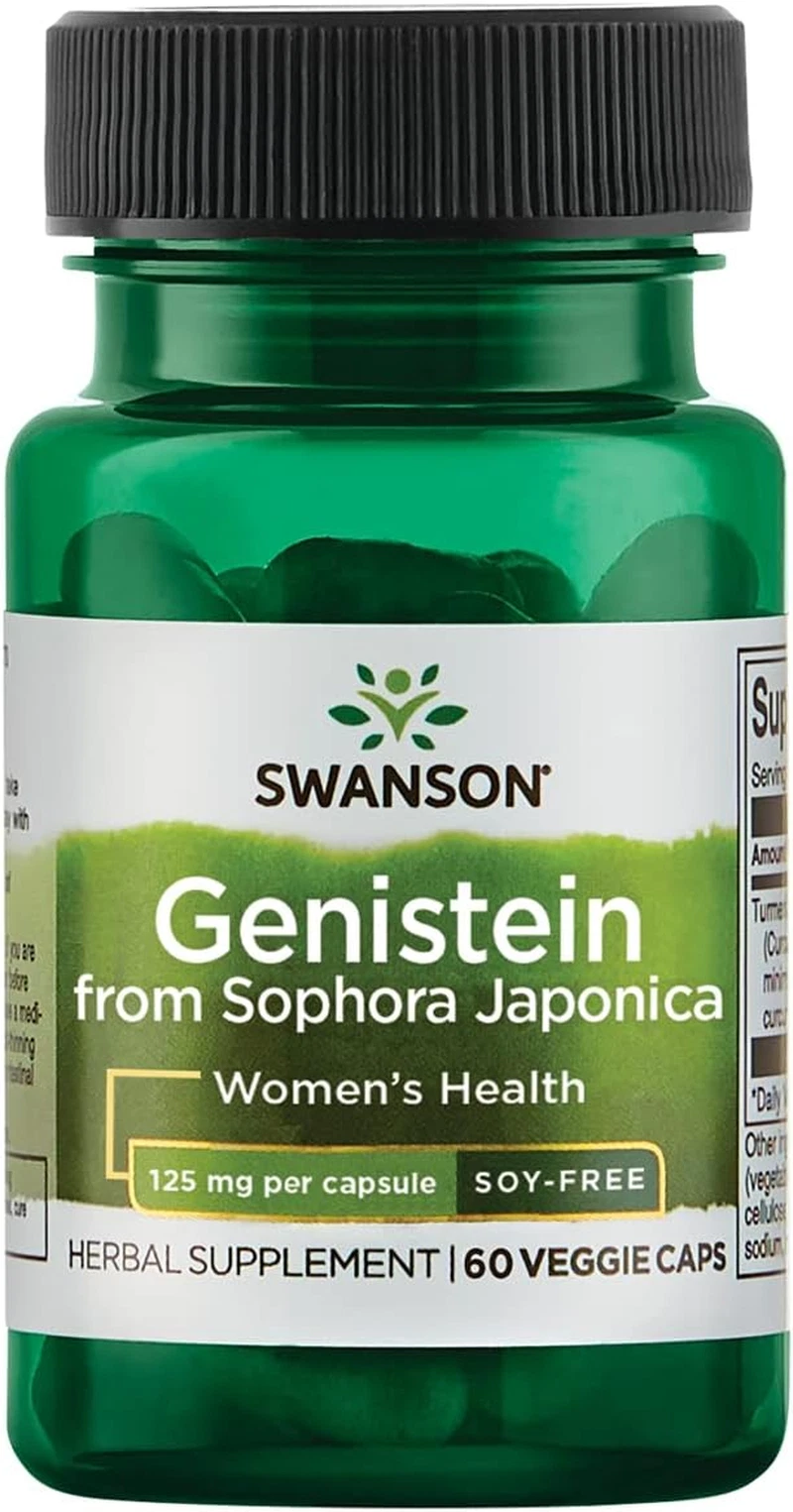 Genistein - Natural Plant-Based Supplement for Women - 60 Capsules, 125Mg Each
