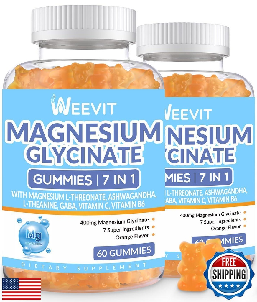 Sugar-Free Magnesium Glycinate Gummies 400mg with Magnesium L-Threonate 200mg