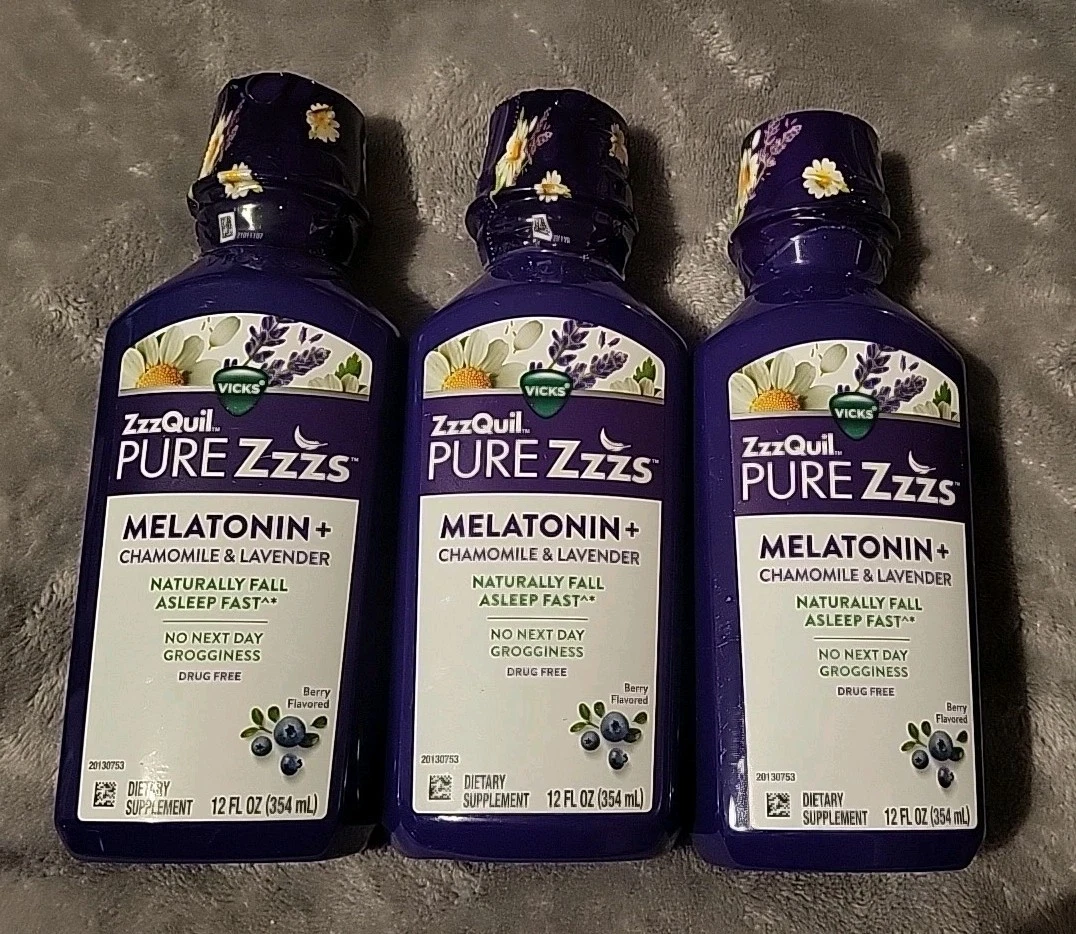 3 Vicks ZzzQuil Pure Zzzs Melatonin 12oz -exp 10/25 & 1/26