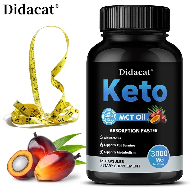Keto MCT Oil 120 Softgels 3000mg Balance Energy Level Fat Burn Intestinal Health