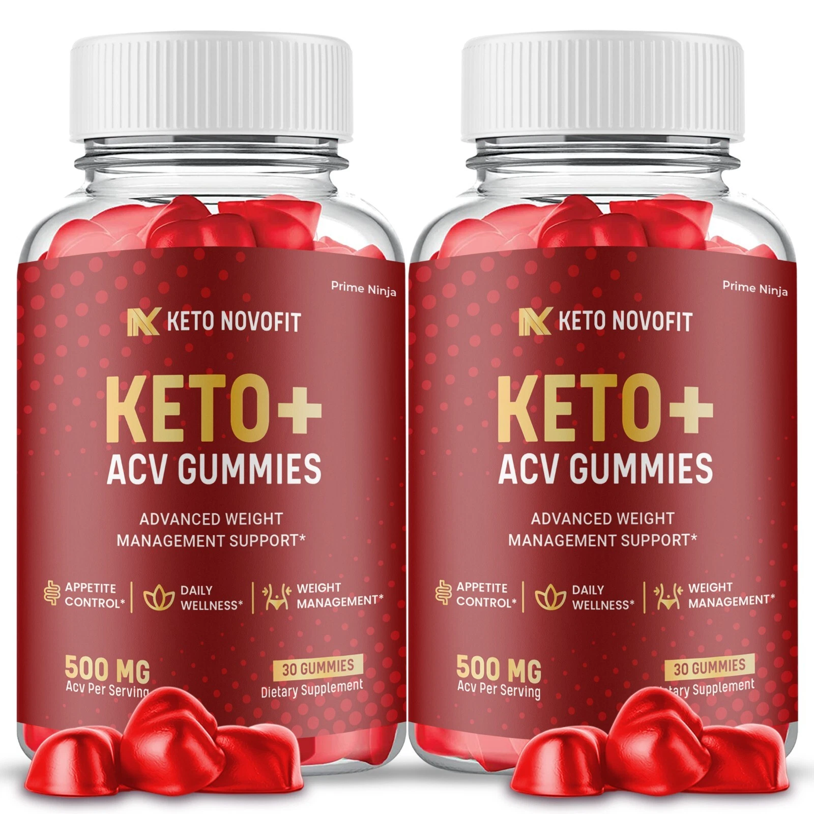 Keto Novofit Keto ACV Gummies, Max Strength with Apple Cider Vinegar (2 Pack)