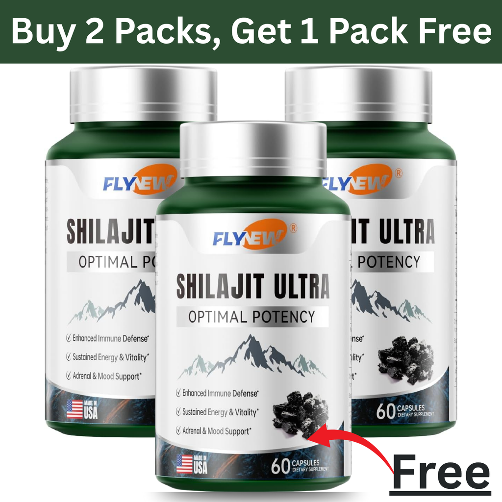 Flynew Shilajit Ultra Optimal Potency, Shilajit Extract with L-Arginine, 3 Packs
