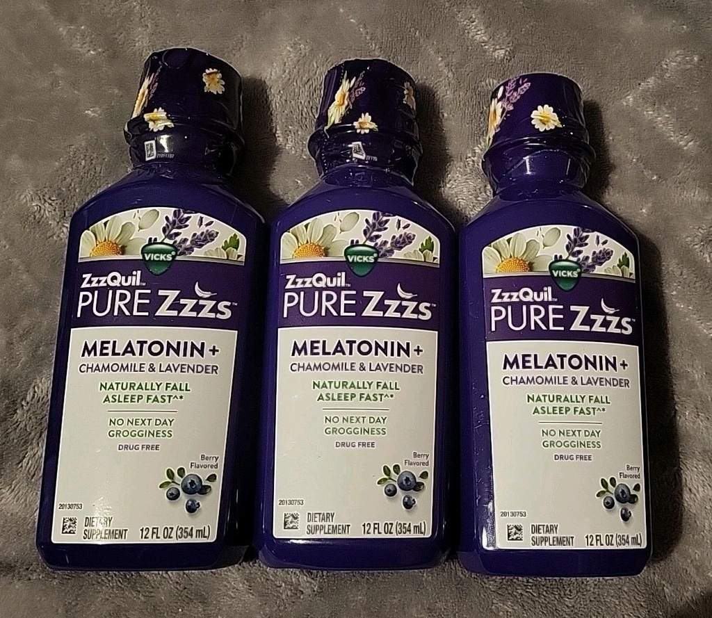 3 Vicks ZzzQuil Pure Zzzs Melatonin 12oz -exp 10/25 & 1/26