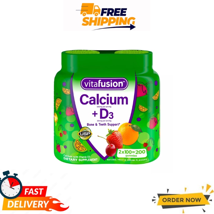 Vitafusion Calcium + D3 Gummies 200ct Bone Support Supplement