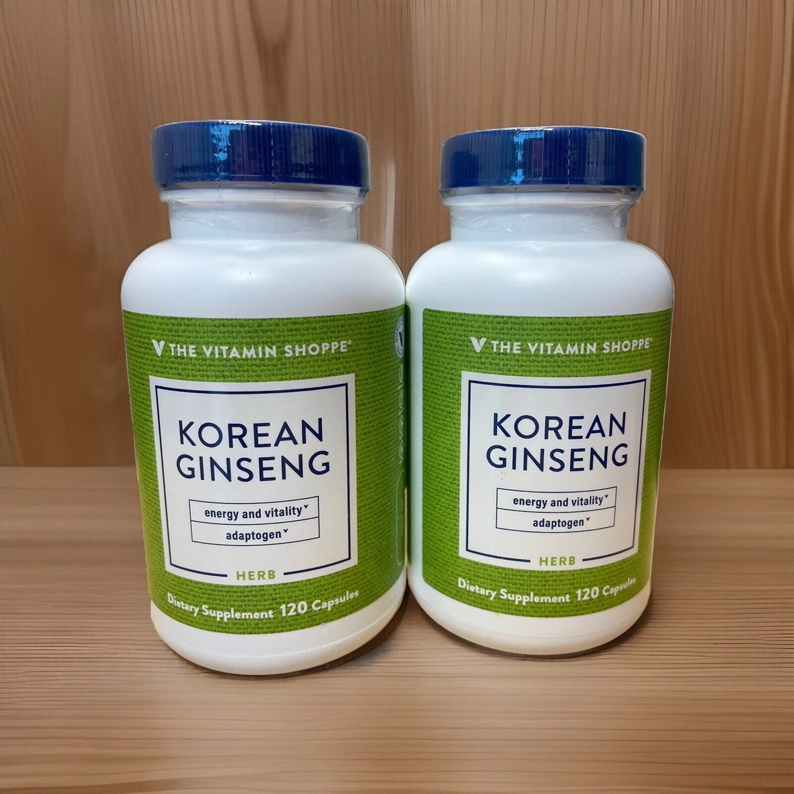 Vitamin Shoppe Korean Ginseng Dietary Supplement 648mg, 120 Caps 2 Pack Bundle