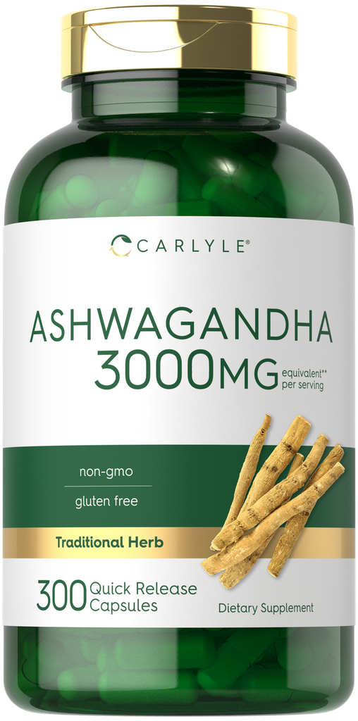 Ashwagandha Capsules 3000mg | 300 Count | Non-GMO, Gluten Free | by Carlyle