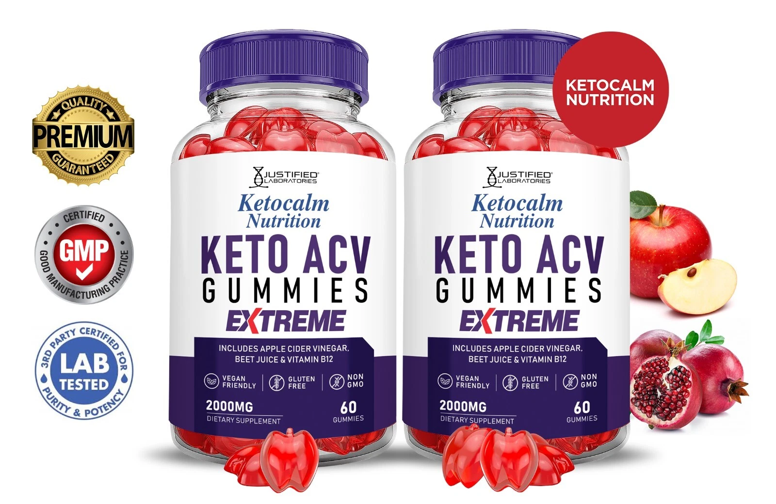 Keto Calm Extreme ACV Gummies 2000MG Apple Cider Vinegar 120 Gummys