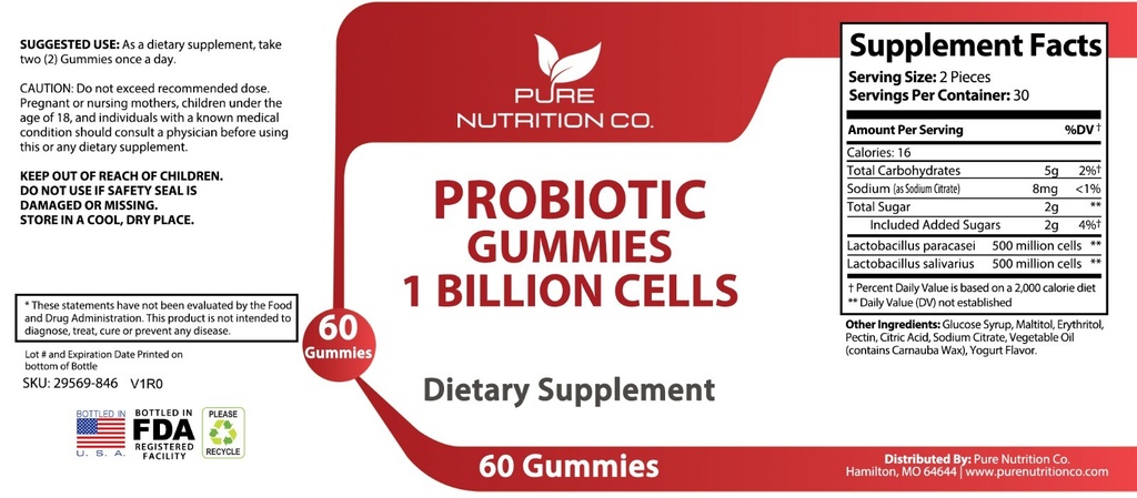 Probiotic Gummies for Digestive Health and Gut Health - 1 Billion CFUs