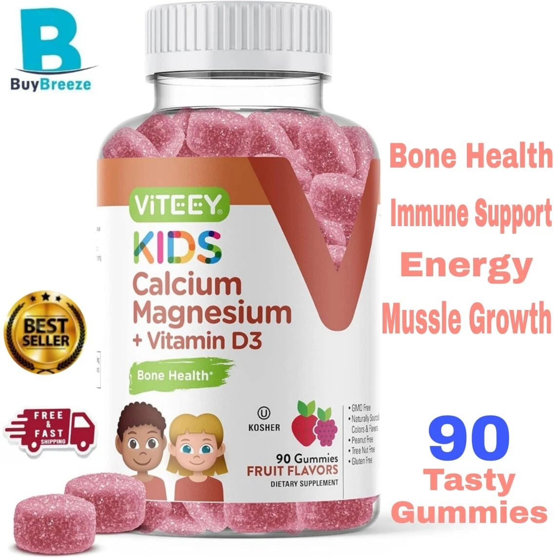 Gomitas de magnesio para niños | Apoyo para dormir y alivio de la ansiedad Calci