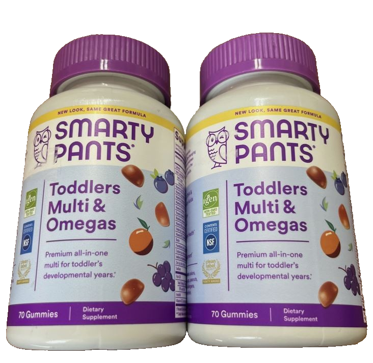 2 X SmartyPants Toddler Formula Multi & Omegas Vitamin Gummies 70 ct Exp.04/26