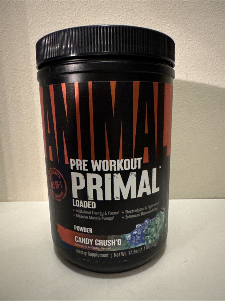 Animal Pre Workout Primal Loaded Candy Crush'd 17.8 Oz 25 Servings Exp 9/2026