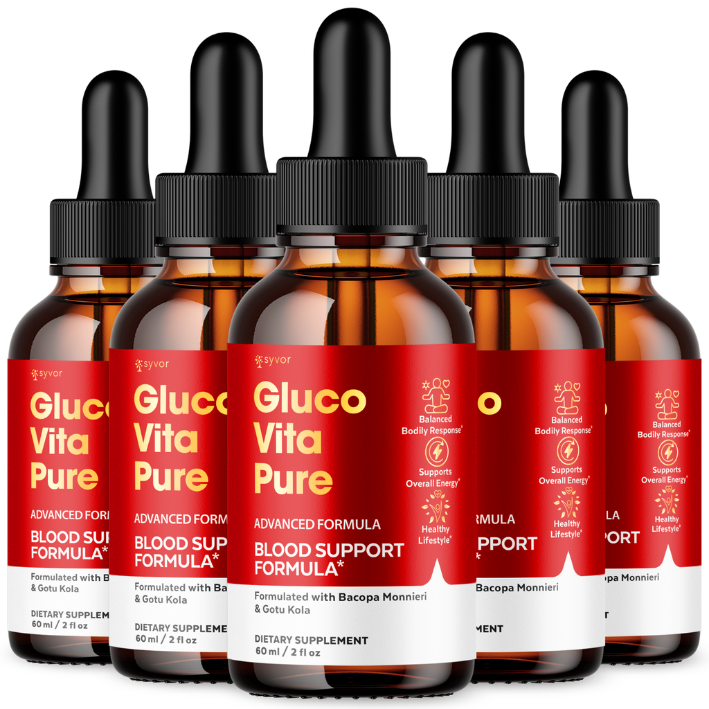 (5 Pack) Gluco Vita Pure Blood Support Drops Advanced Vitamin Supplement 2ML