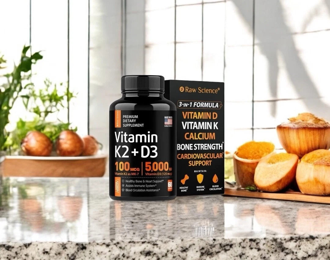 Vitamin D3 + K2 Calcium Supplement - Vitamin D 5000 IU, Black Pepper Ex 04/27