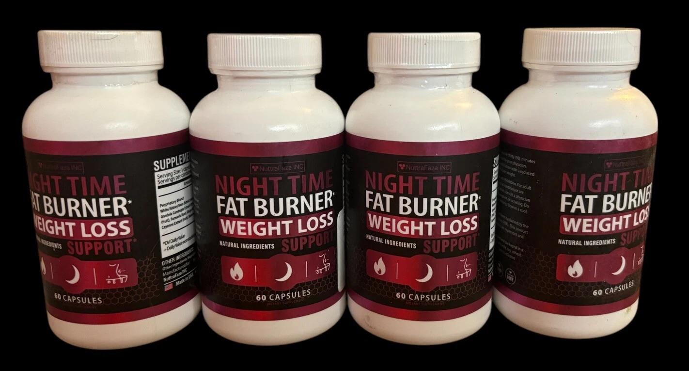 4x NuttraFaza Night Time Belly Fat Burner Weight Loss Caps, 60 Capsules Each