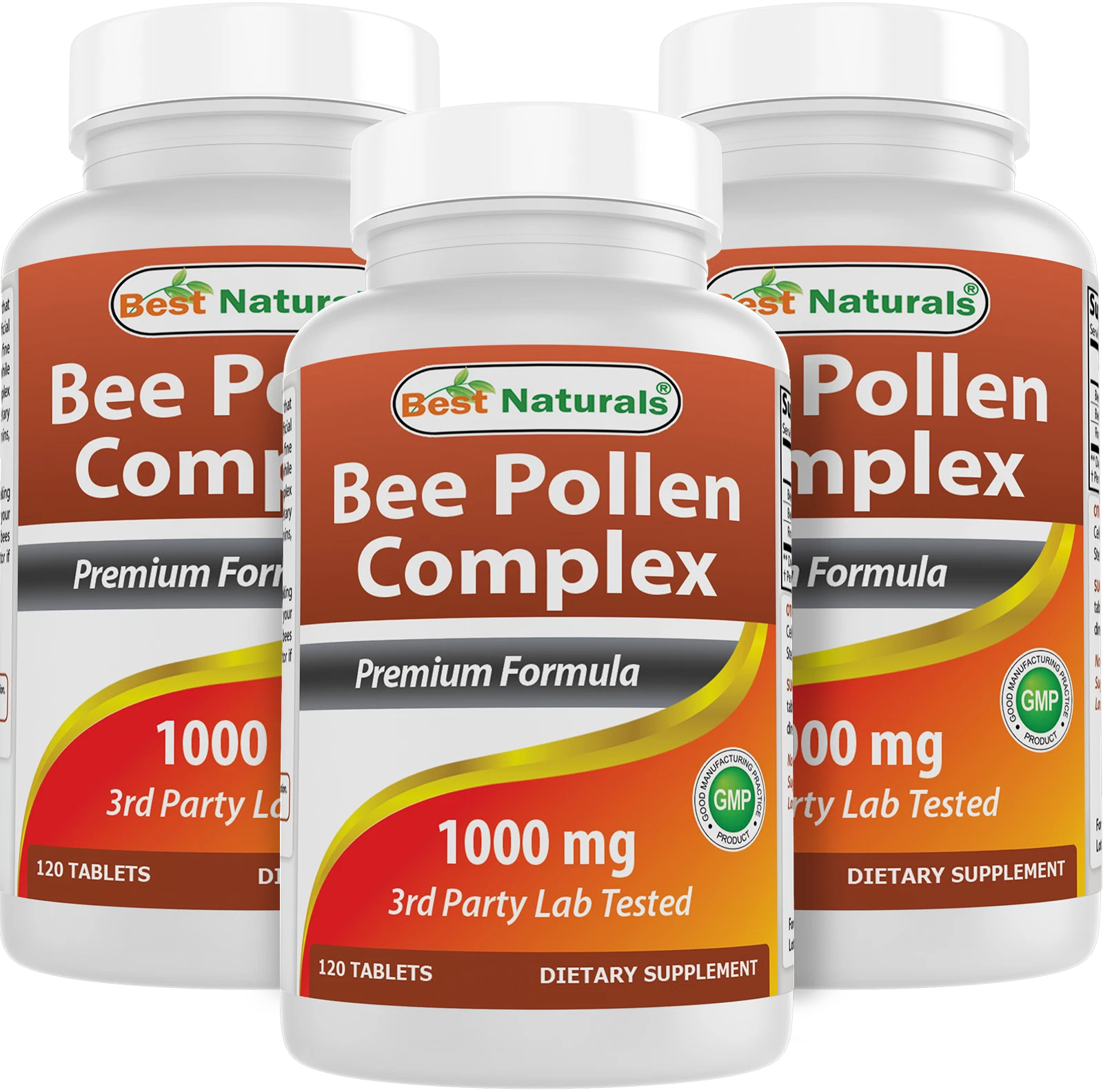 3 Pack Best Naturals Bee Pollen Complex 1000 mg 120 Tablets, Healthy Metabolism