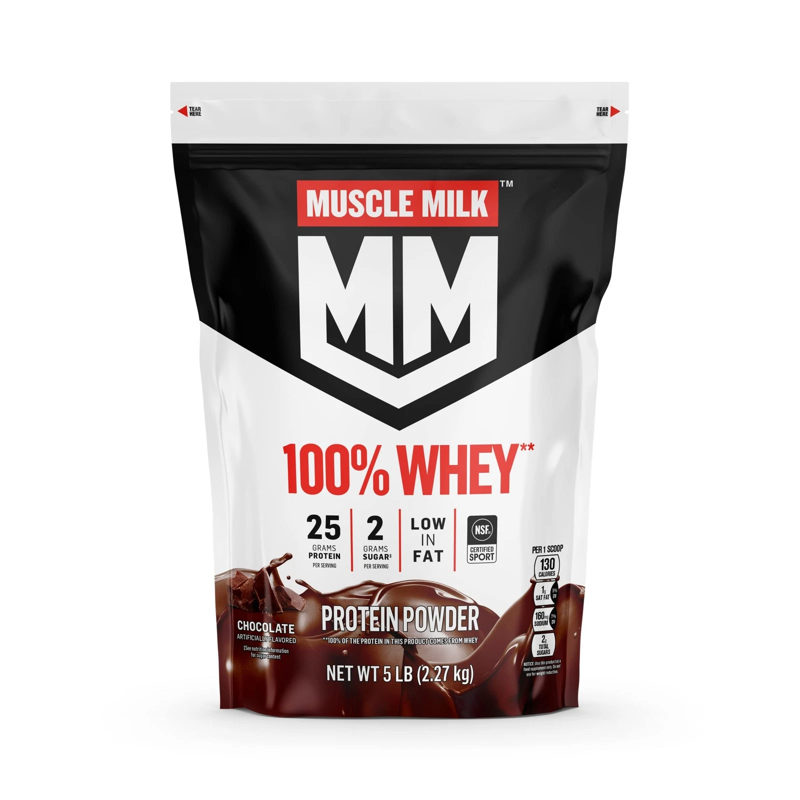 Muscle Milk Chocolate Protein Powder 5 Pound 66 Servings 25g Protein Low Sugar