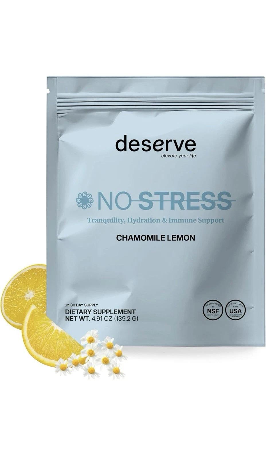 L-Theanine Dietary Supplement Powder (Chamomile Lemon Flavor) - 30 Day Supply