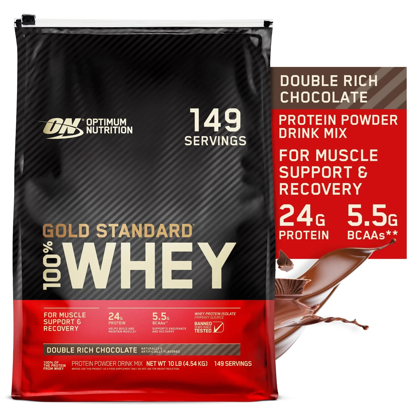 Optimum Nutrition 100% Whey Protein - Gold Standard Double Rich Chocolate 10 lbs