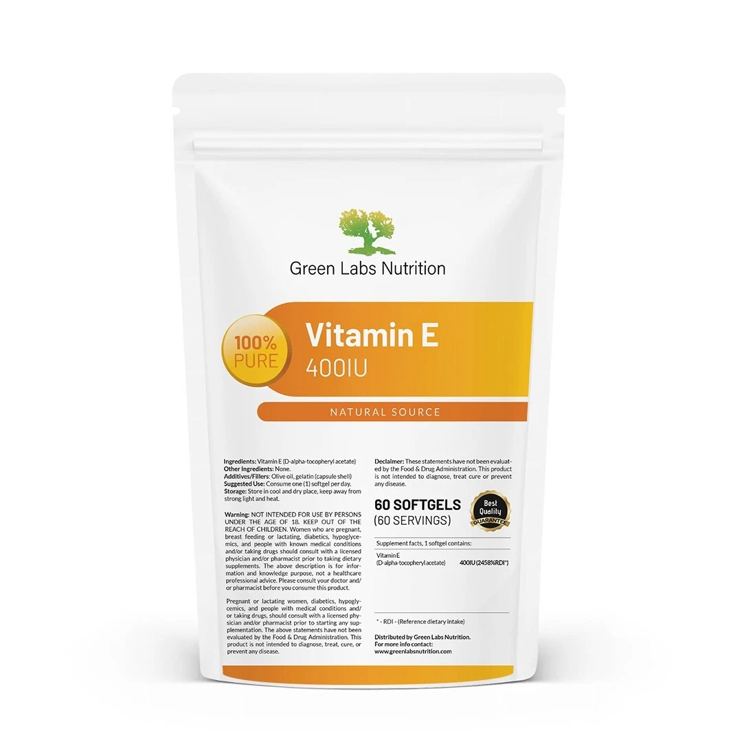 Natural Vitamin E 400 IU Softgels – Antioxidant, Immune, Skin & Heart Support