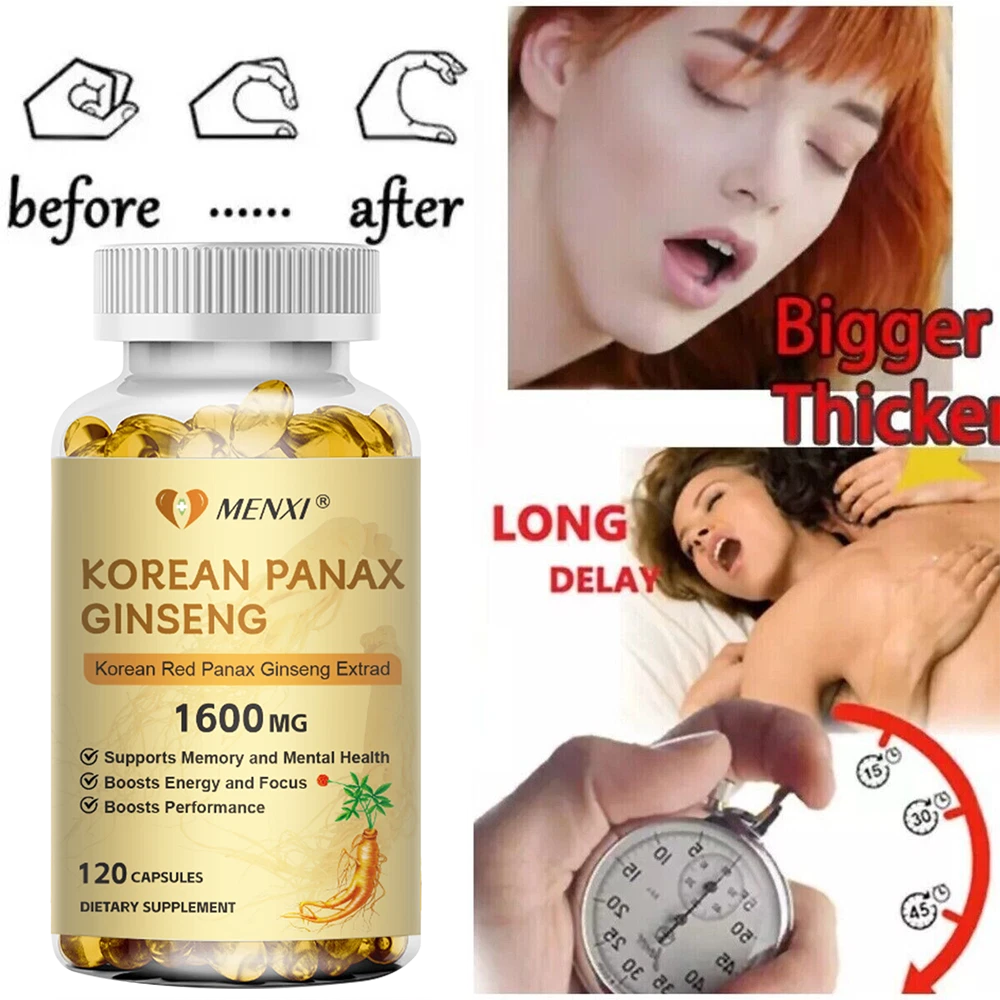 Rojo Coreano Panax Ginseng 1600mg 120 Cápsulas - Energía/Resistencia/Memoria/Impulsión Sexual