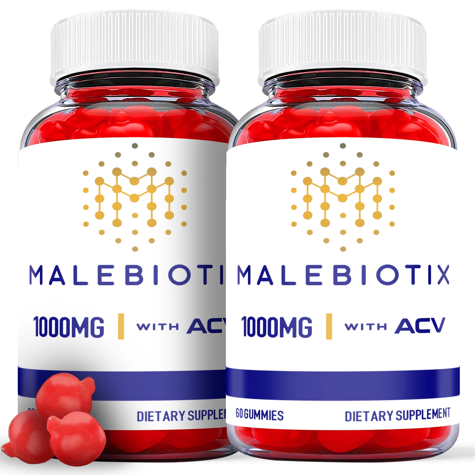 (2 Pack) Malebiotix Gummies - Male Enhancement Support Supplement - 120 Gummies