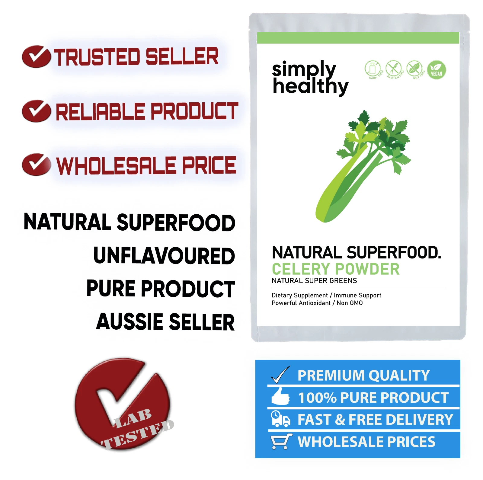 Celery Powder 250g Natural Superfood Supps, Vitamins & Mineral Boost Unflavoured
