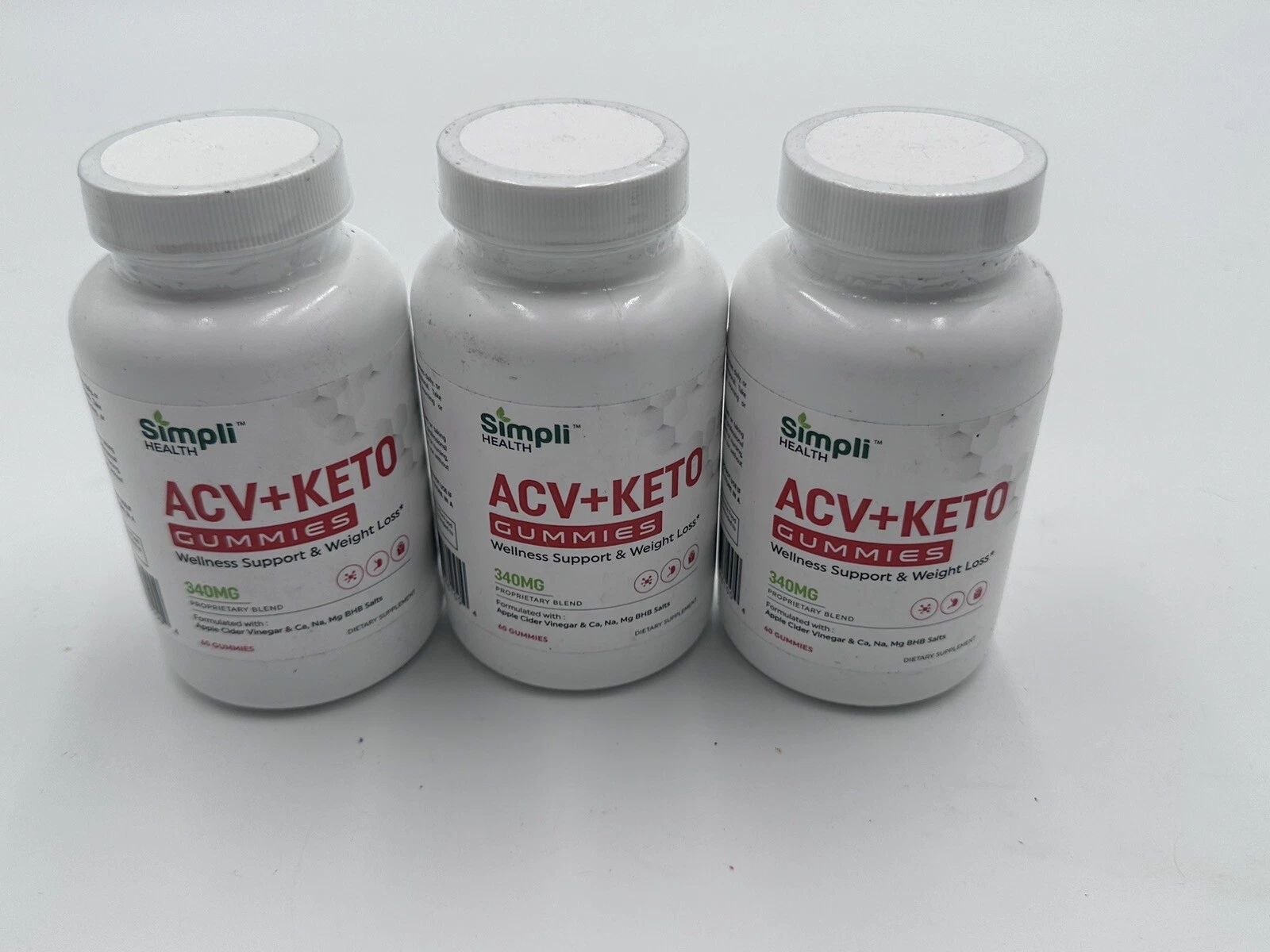 3 PACK Simpli Health ACV + Keto Gummies 340 MG 180 CT ---EXPIRED 7/2024-**READ**