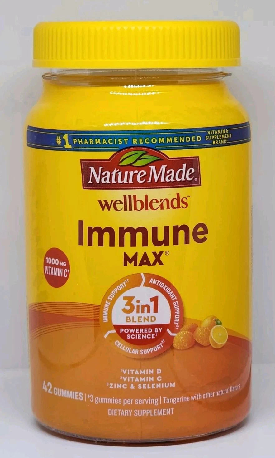 Nature Made Wellblends Immune Max 3-In-1 Vitamin C, D & Zinc Gummies 42 Count