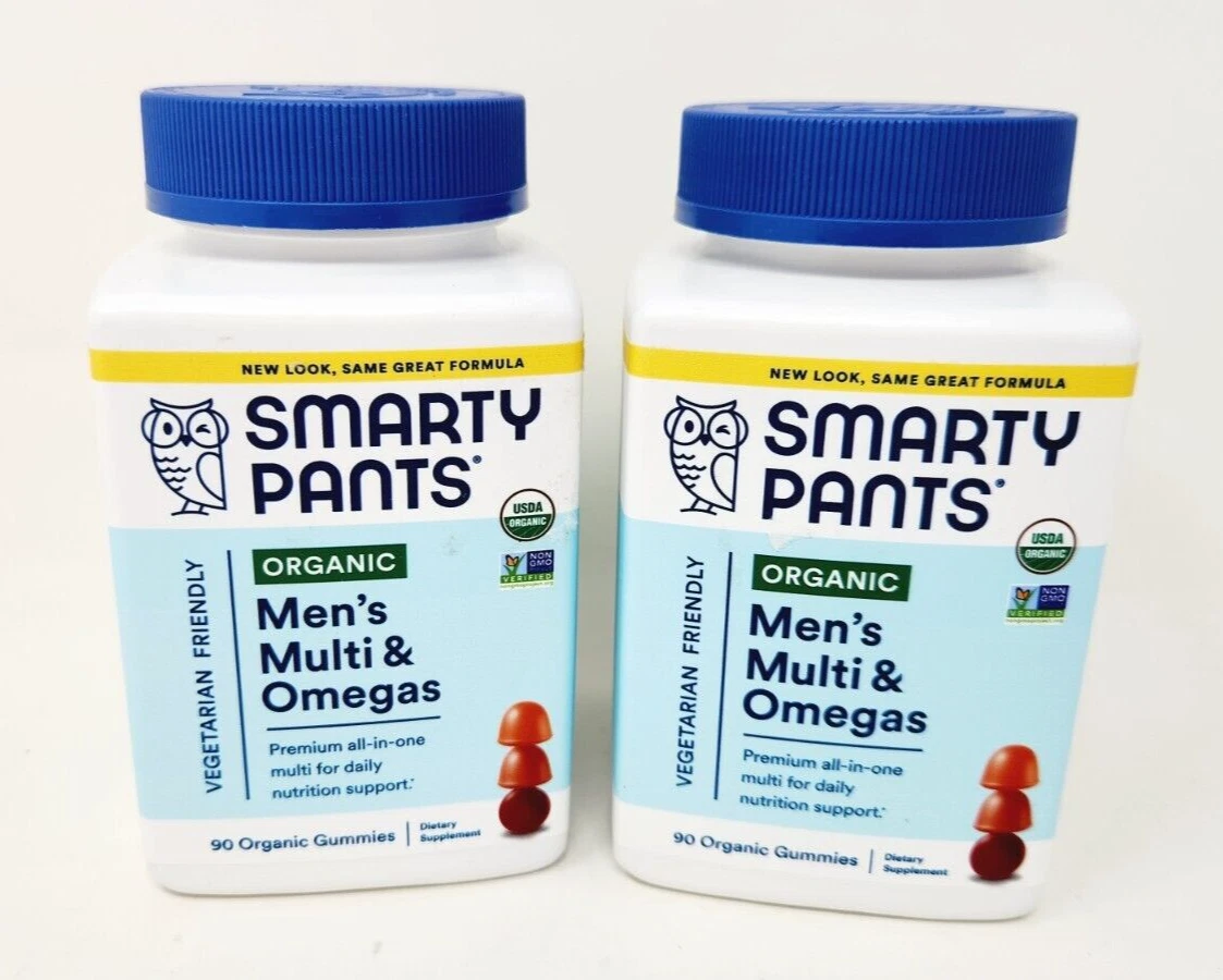 SmartyPants Organic Mens Multi & Omegas Vegetarian Friendly Gummy 07/25 - 2 PACK