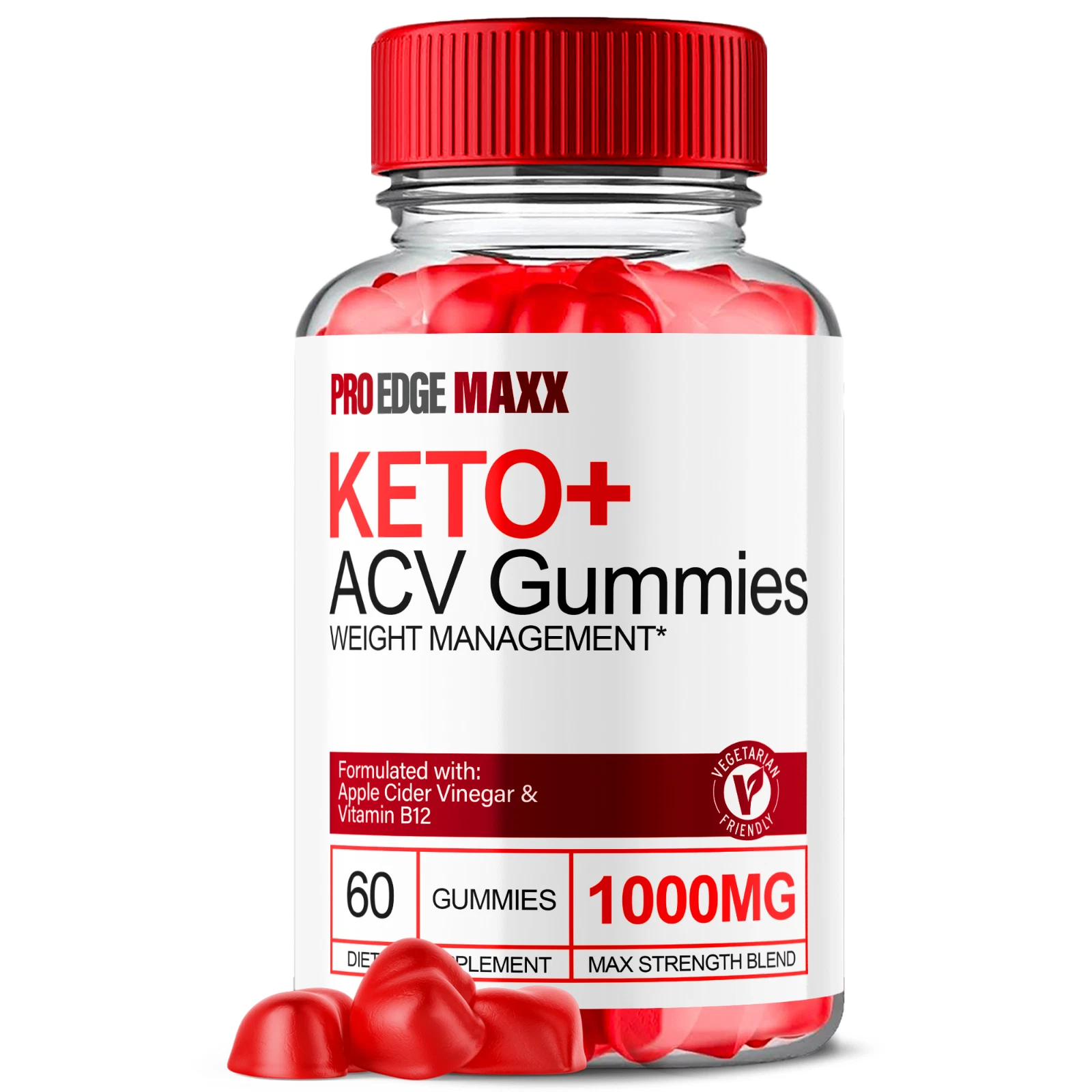 Pro Edge Maxx Keto ACV Gummies Maximum Strength Vitamin Formula, 60 Gummies