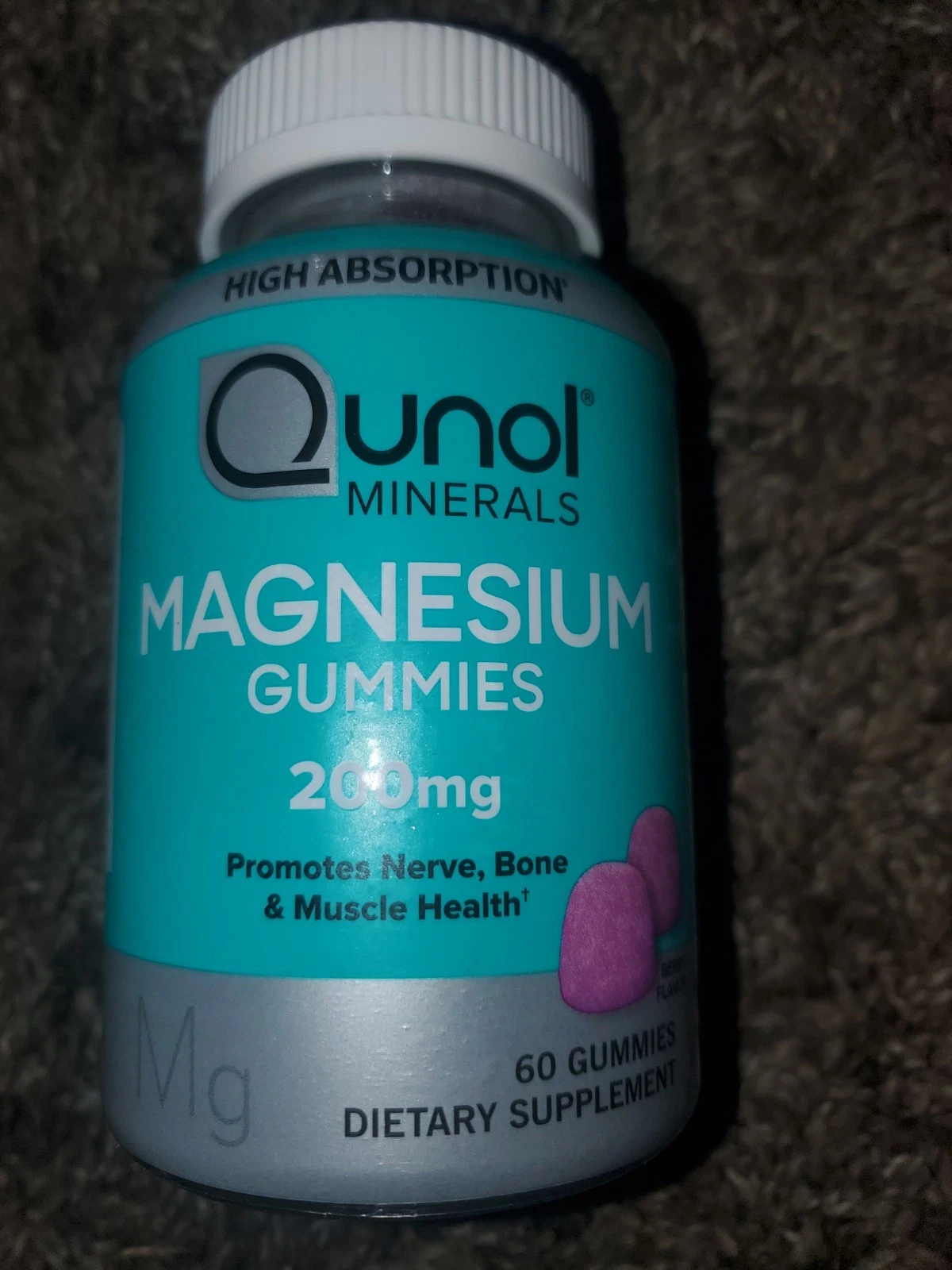 Qunol Minerals Magnesium Gummies 200 mg High Absorption 60 Count Exp 03/26