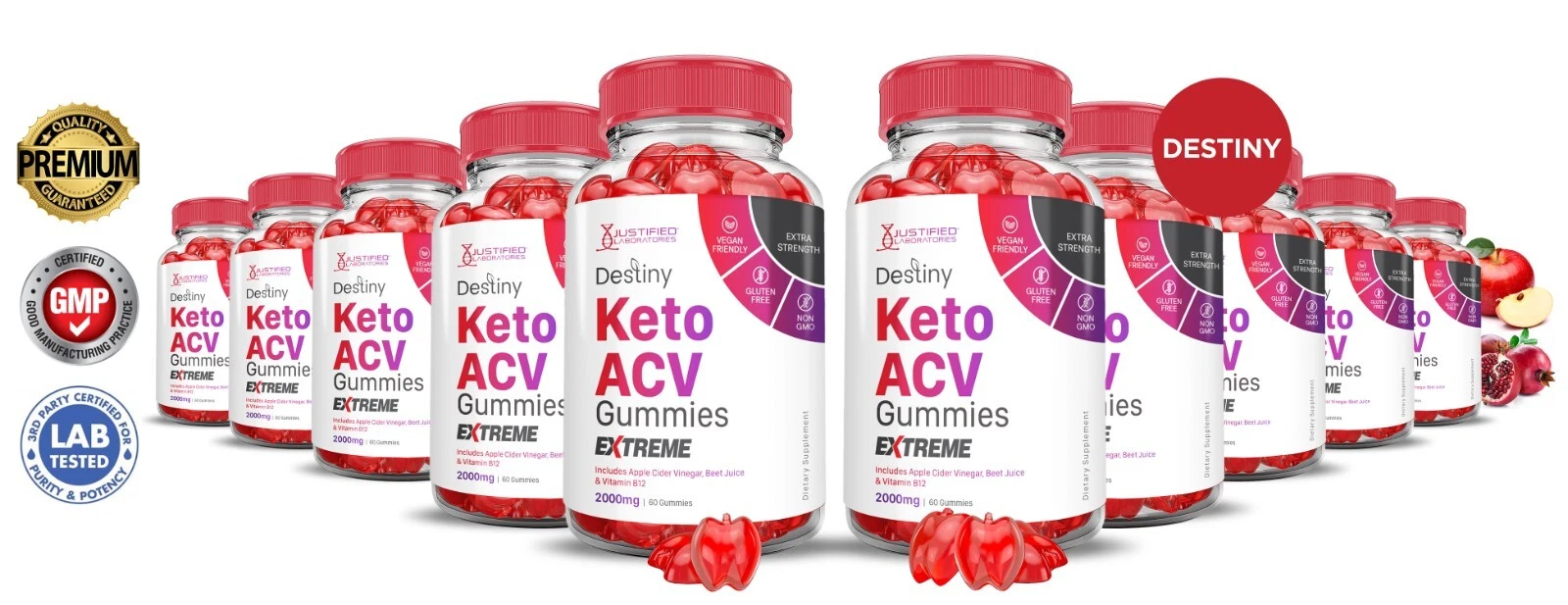 Gomitas Destiny Keto Extreme ACV 2000 MG vinagre de sidra de manzana 600 gomitas