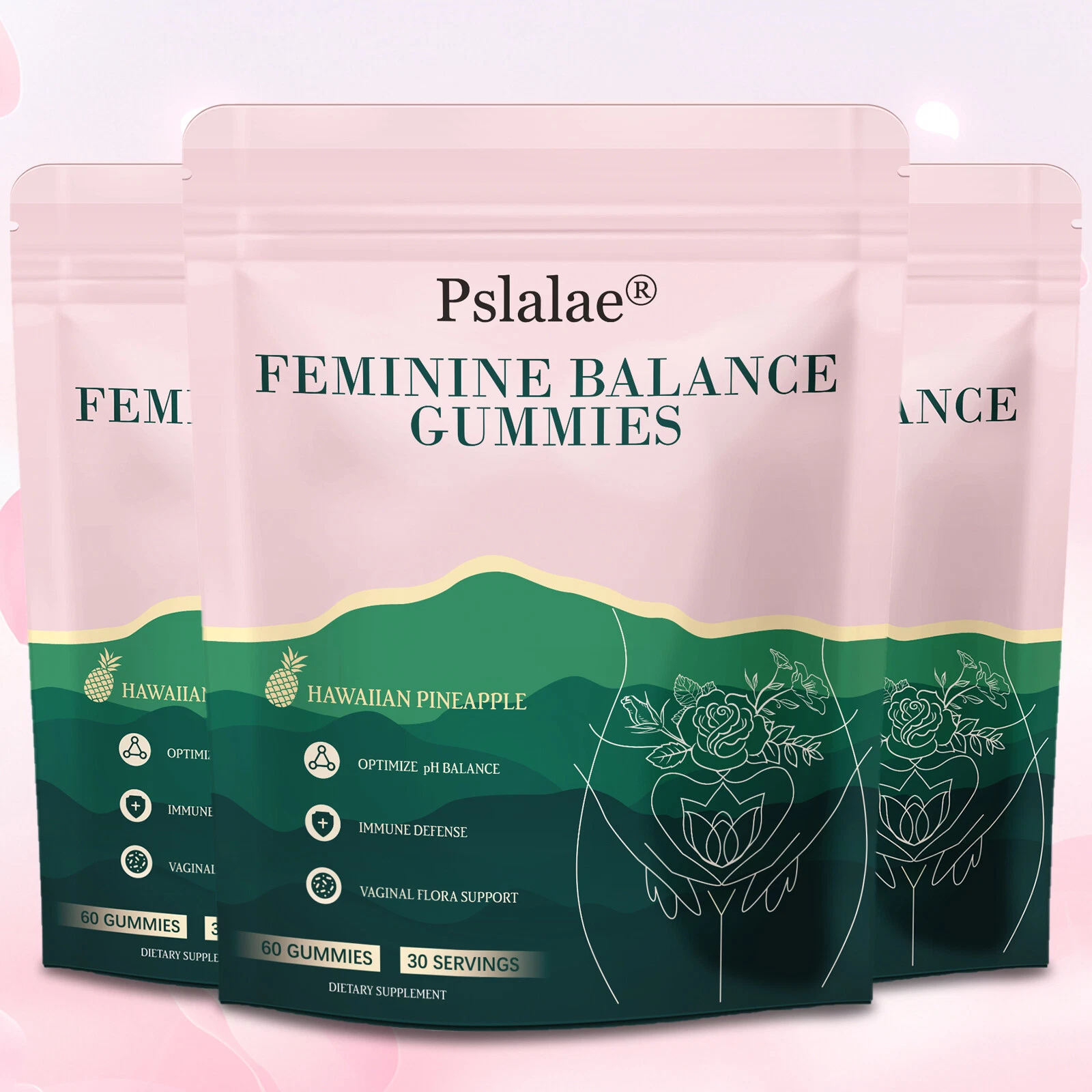 Feminine Balance Gummies - Hawaiian Pineapple Flavor - Vaginal Health,No Odor