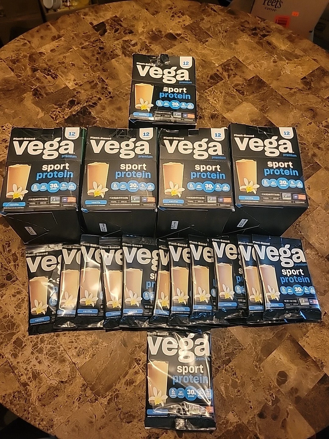 72 x Lot Of Vega Sport Premium Vegan Protein Powder , Vanilla - 30g Plant Based