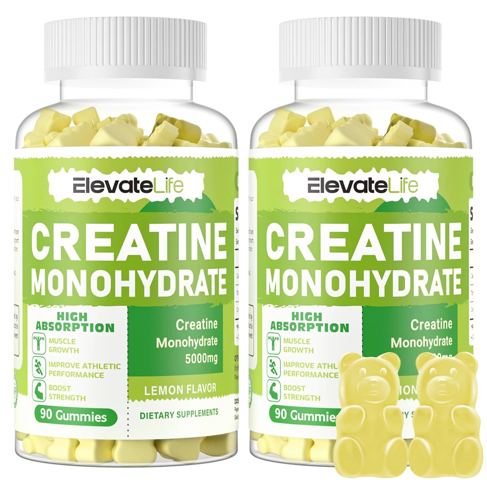 ElevateLife Creatine Monohydrate Gummies 5g for Men Women - Sugar Free Chewab...