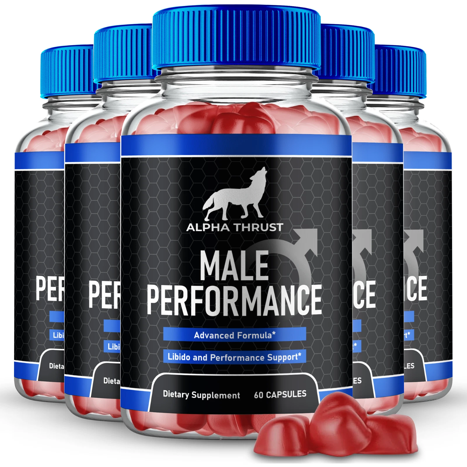 (5 Pack) Alpha Thrust Men Gummies, Support Extra Strength Male Performance Gummy