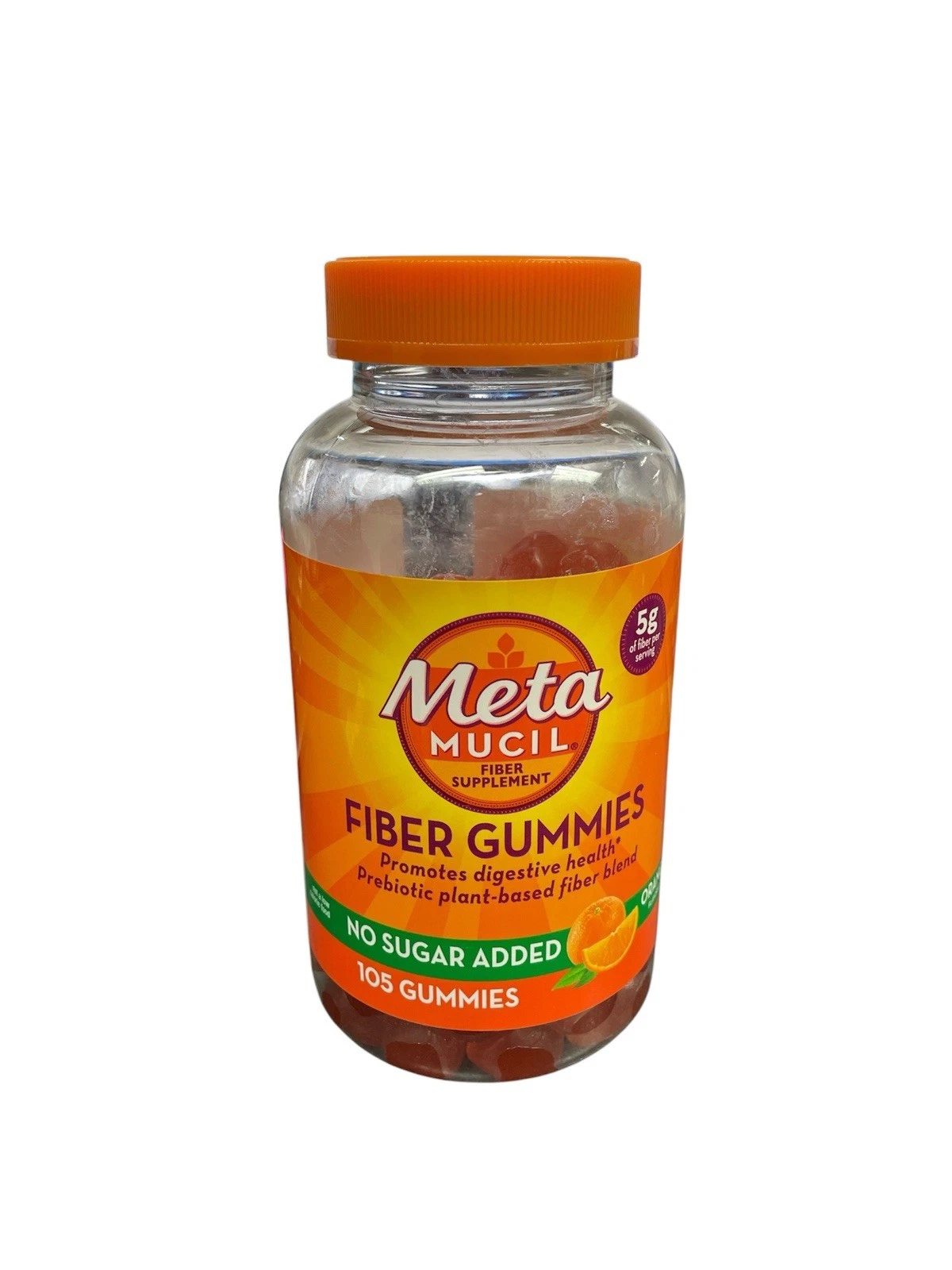 Meta Mucil Fiber Gummies - No Sugar Added, Orange, 105 Gummies - EXP: 02/27+