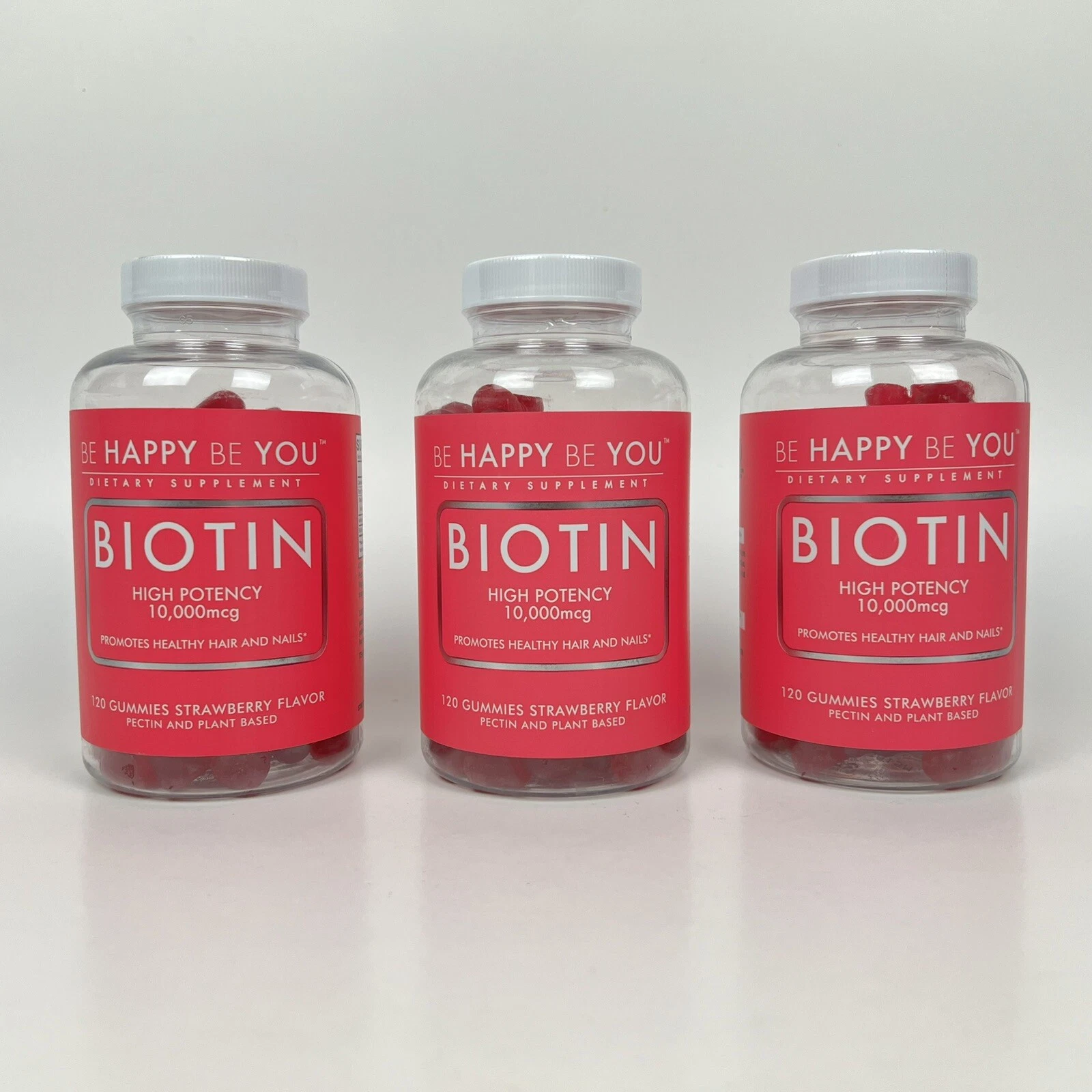 3X Be Happy Be You Biotin Supplement High Potency Healthy Hair & Nails 120 ct
