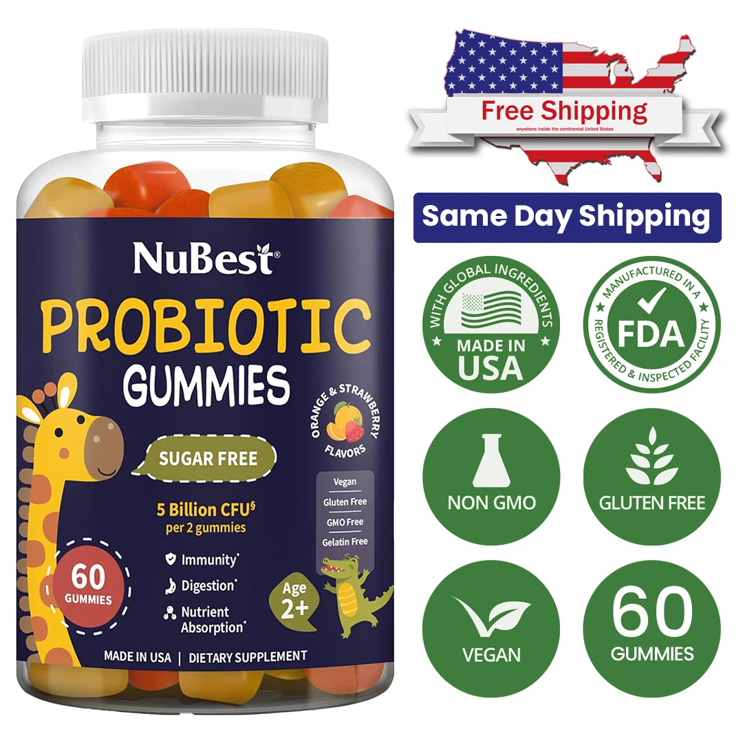 NuBest Probiotic Gummies – Sugar-Free Digestive Support – 60 Vegan Gummies