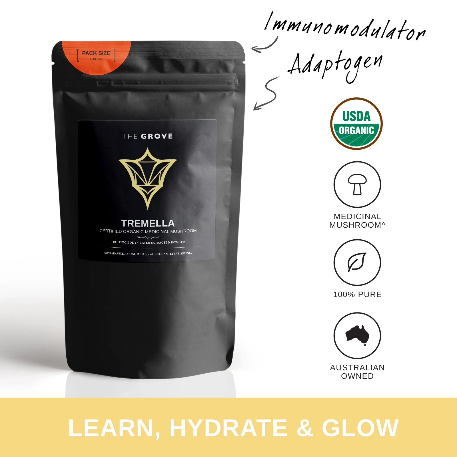 Organic Tremella 8:1 (Beauty, Anti-Wrinkle, Hydrate, Glow) | 50g-1kg | The Grove