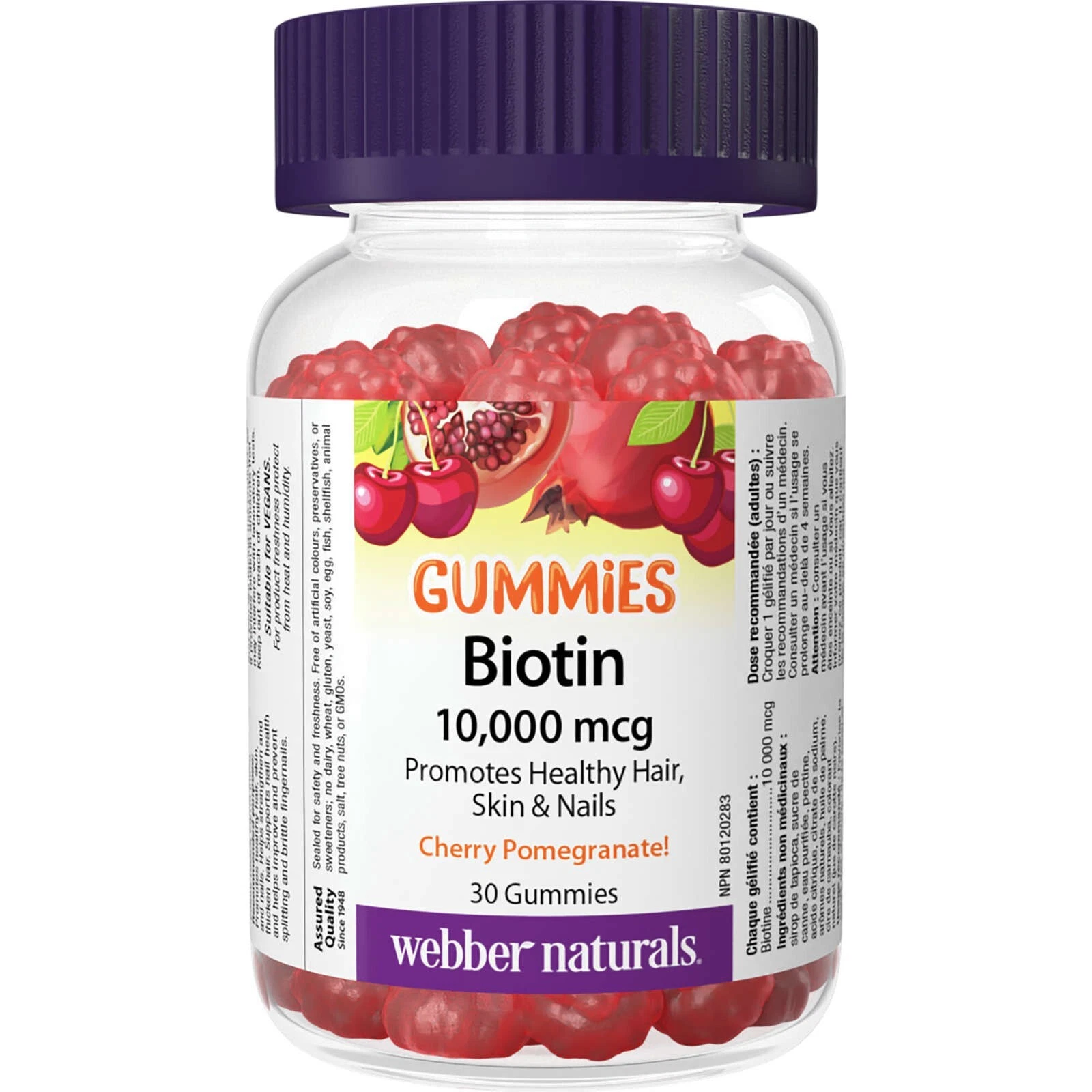 Webber Naturals Biotin 10,000 mcg Gummies Healthy Hair Skin Nails 30 pcs NEW