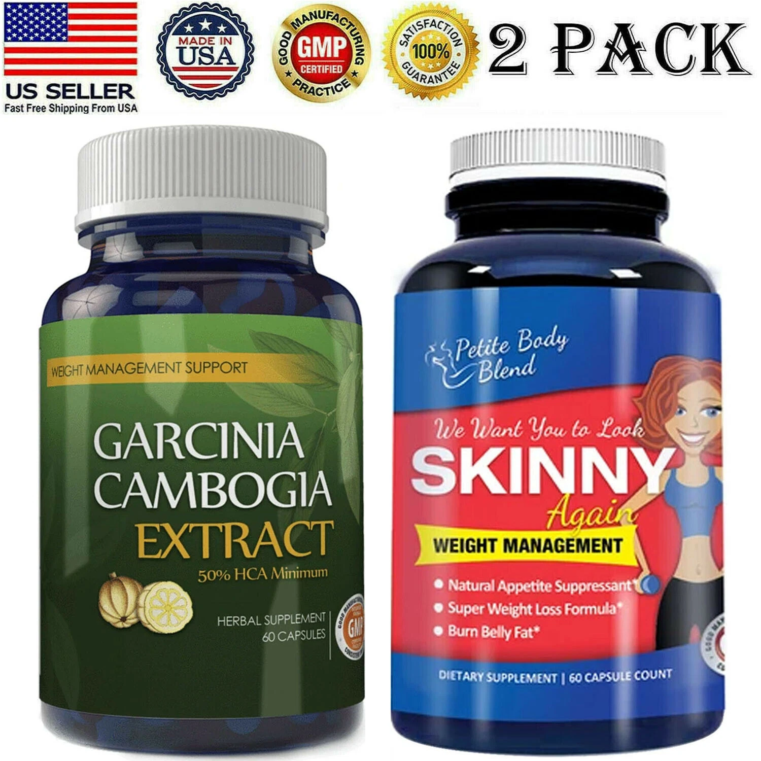 Garcinia Cambogia Extract Weight Loss Pills Skinny Again Fat Burner Diet Caps