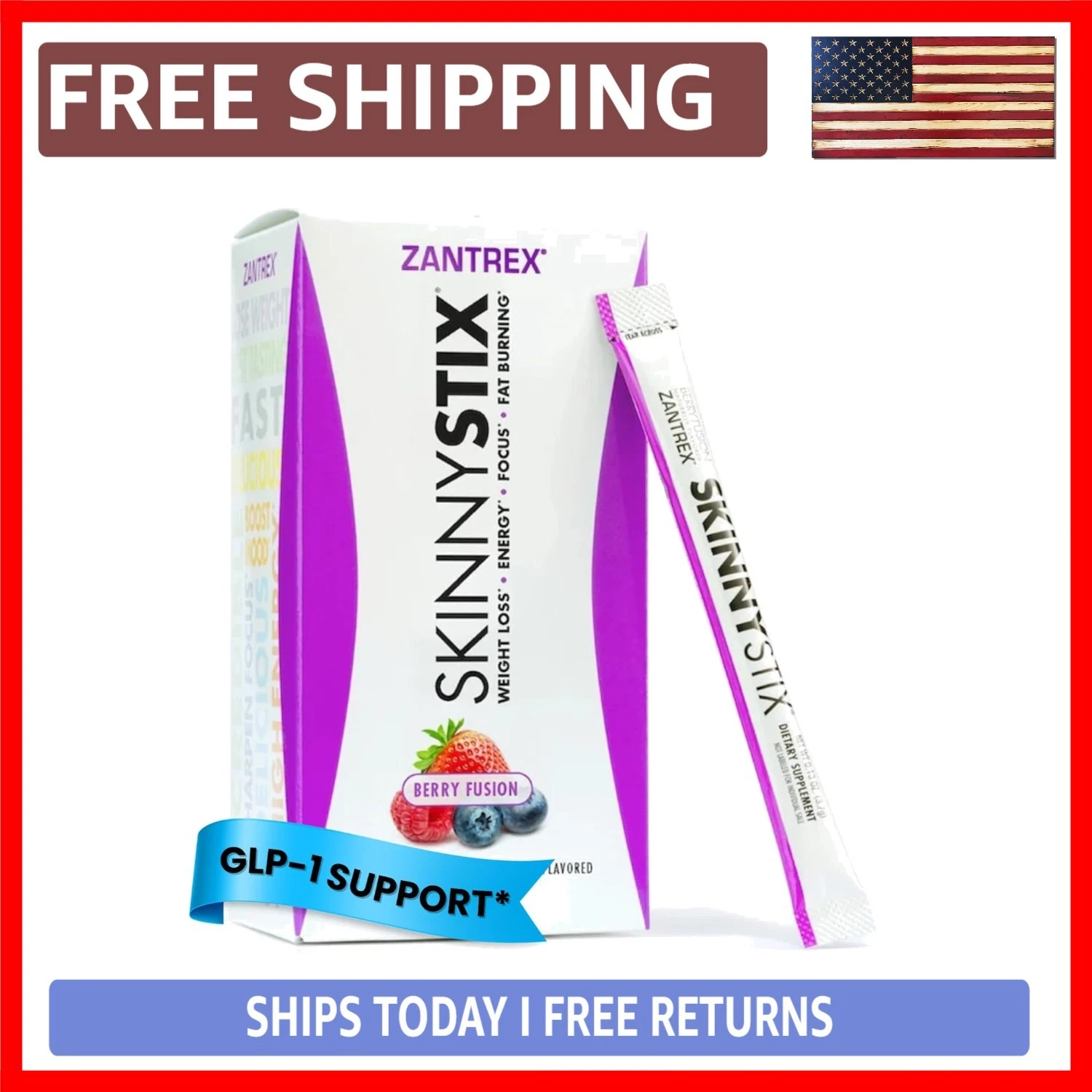 10-Calorie Berry Fusion Energy Powder – 30 Sticks for Weight Management Success